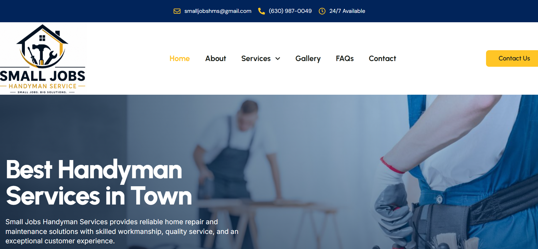 Small Jobs HMS website screenshot